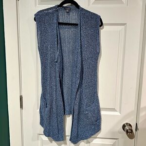 Eddie Bauer Blue Open-Front Knit Sleeveless Cardigan Vest